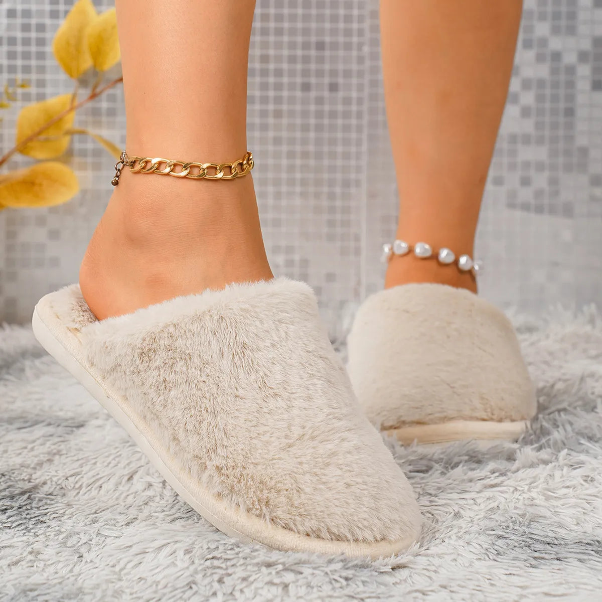 Women's Plush Slip-On House Slippers