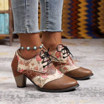 Women's Ethnic-Style Block Heel Ankle Boots