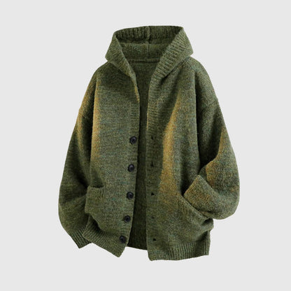 Unisex Textured Hooded Knit Cardigan