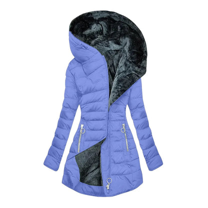Women's Quilted Plush Lined Long Coat