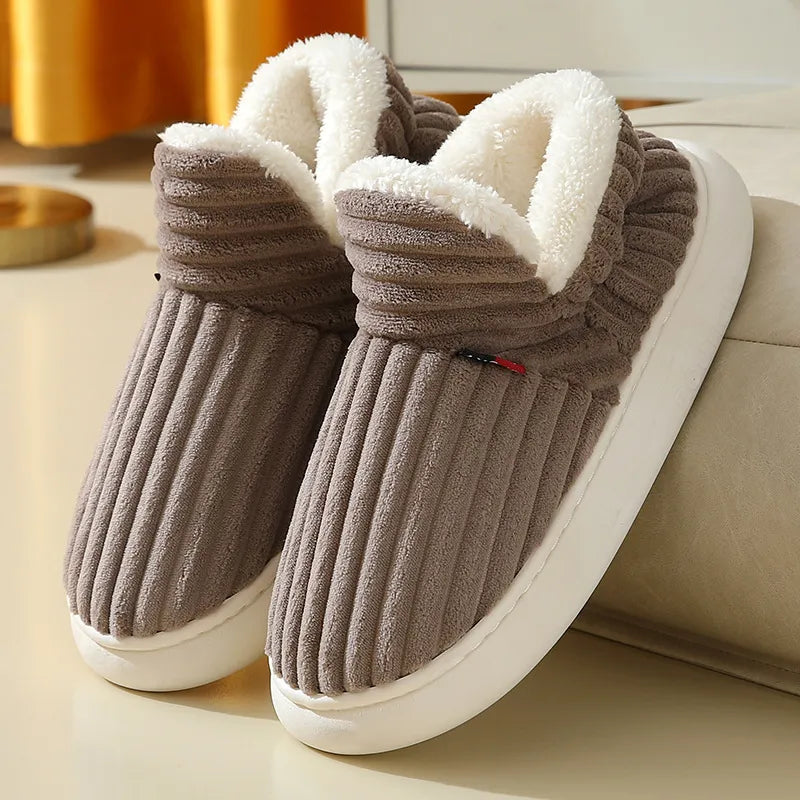 Cosy Ribbed Plush Slippers