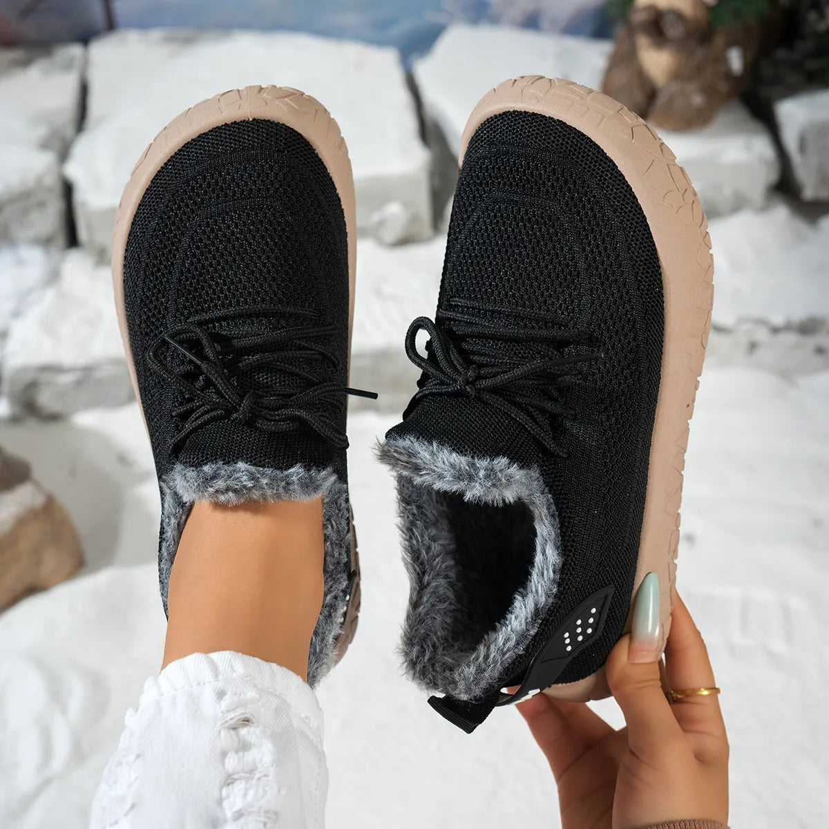 Women's Cosy Knit Fleece-Lined Trainers