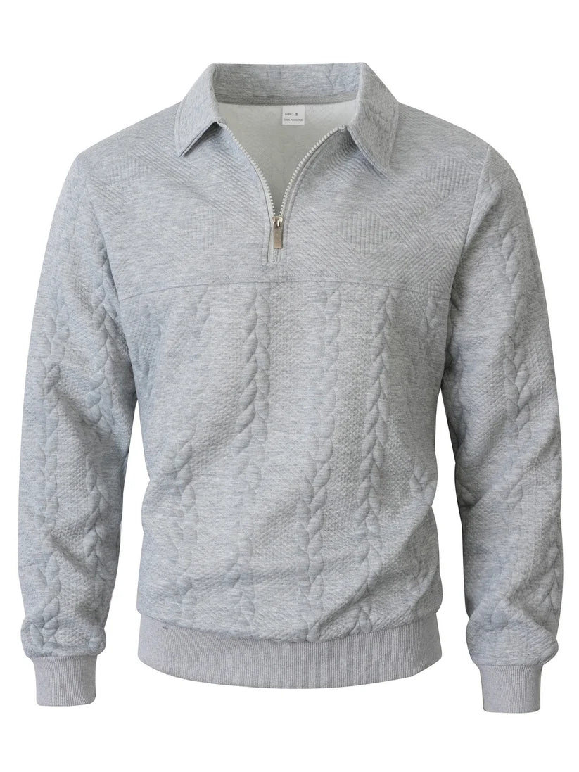 Men's Cable Texture Zip Collar Jumper
