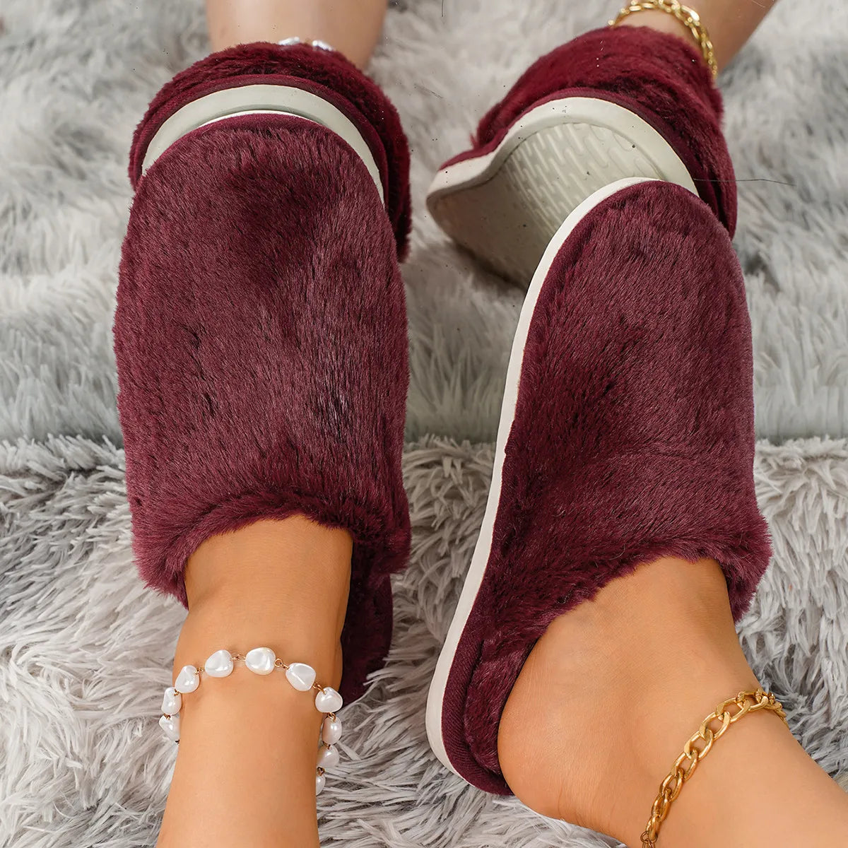 Women's Plush Slip-On House Slippers