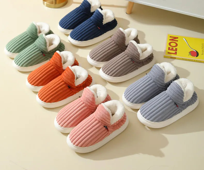 Cosy Ribbed Plush Slippers