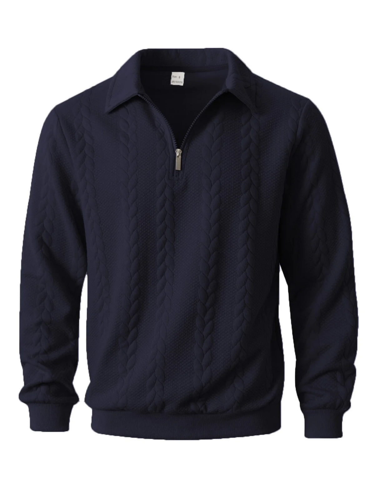 Men's Cable Texture Zip Collar Jumper