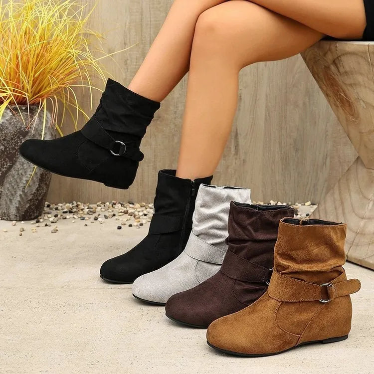 Women's Buckle Side-Zip Ankle Boots