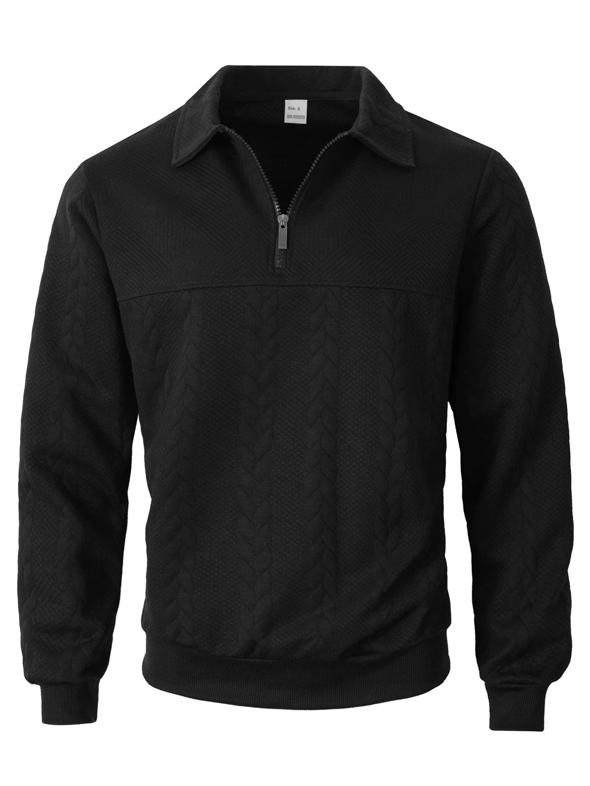 Men's Cable Texture Zip Collar Jumper