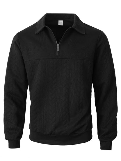 Men's Cable Texture Zip Collar Jumper