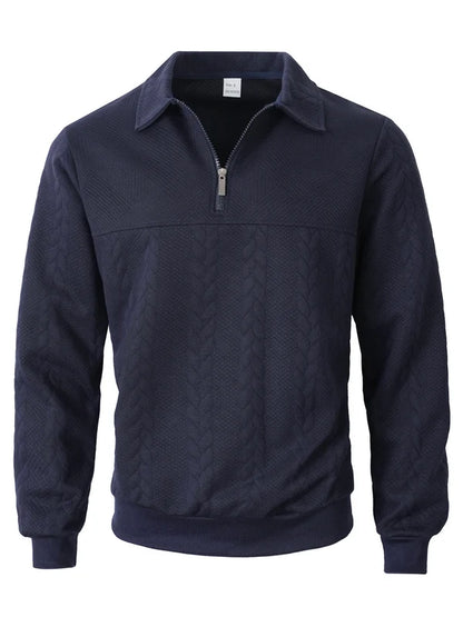 Men's Cable Texture Zip Collar Jumper