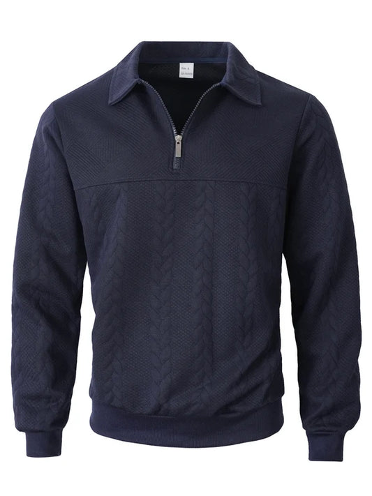 Men's Cable Texture Zip Collar Jumper