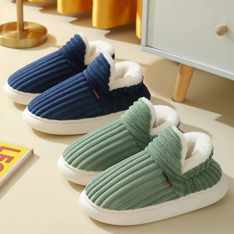 Cosy Ribbed Plush Slippers