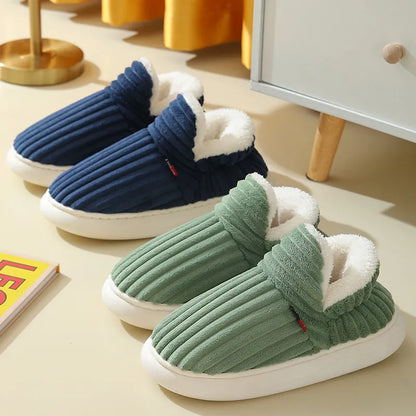 Cosy Ribbed Plush Slippers
