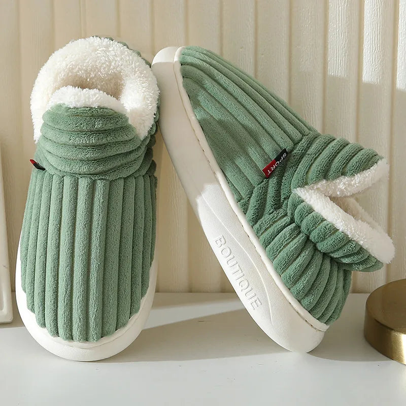 Cosy Ribbed Plush Slippers