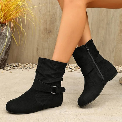 Women's Buckle Side-Zip Ankle Boots