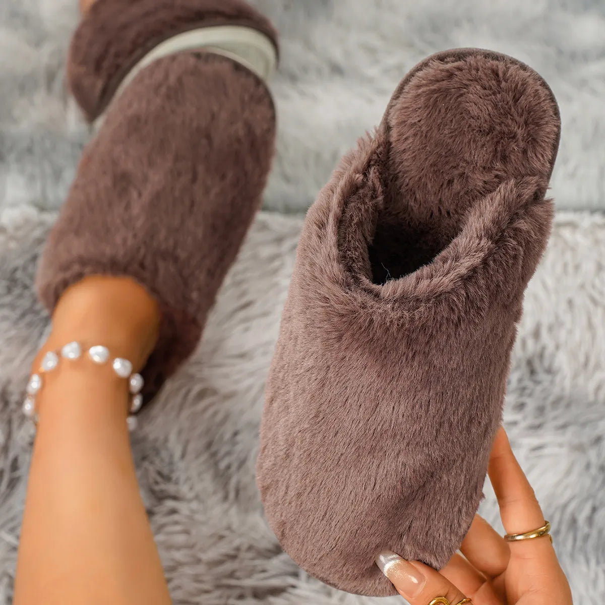 Women's Plush Slip-On House Slippers