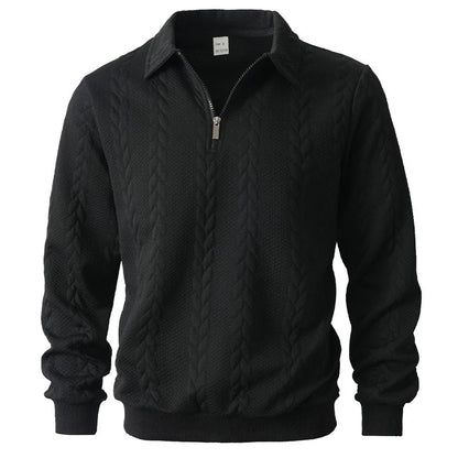 Men's Cable Texture Zip Collar Jumper