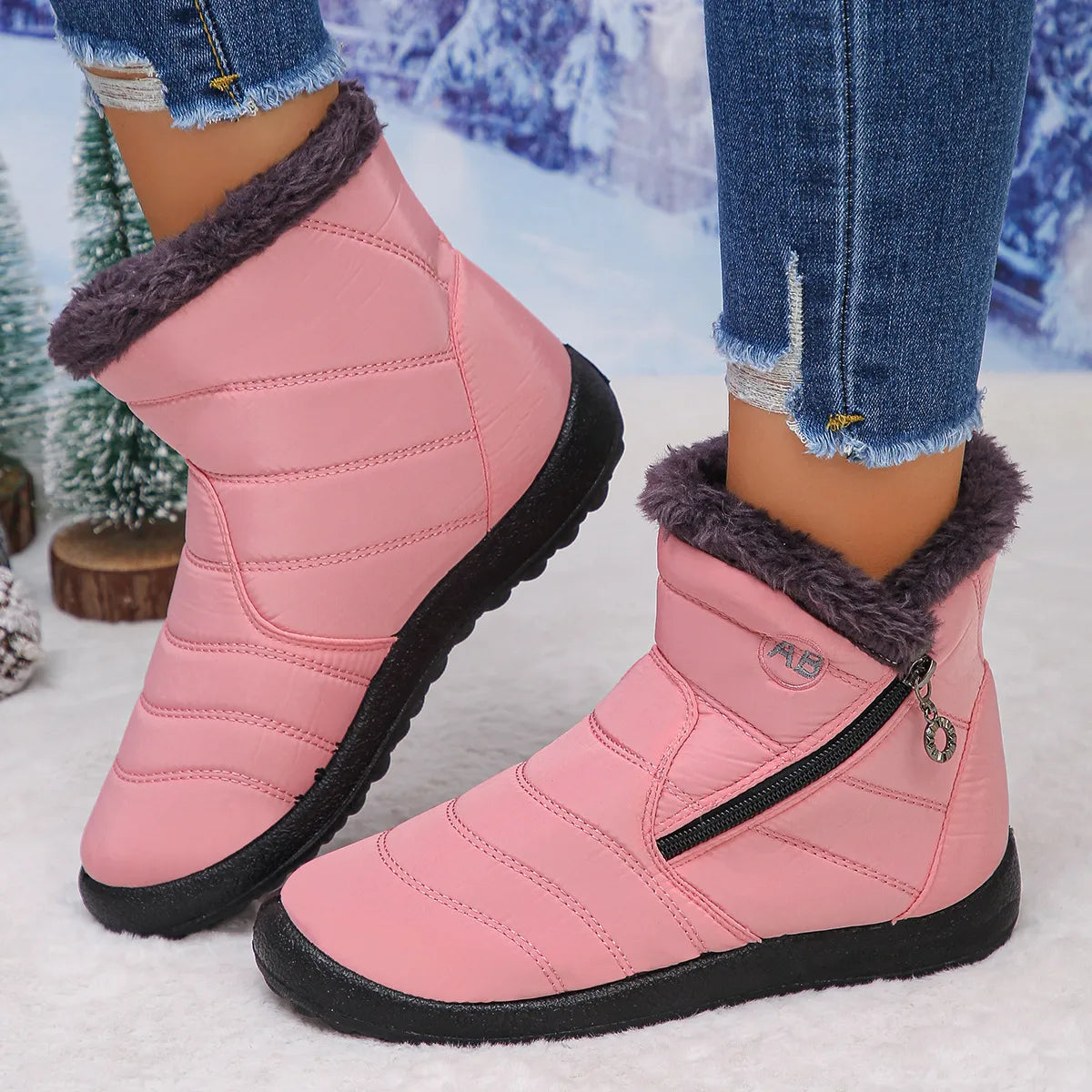 Women's Fuzzy Lined Slip-On Winter Boots
