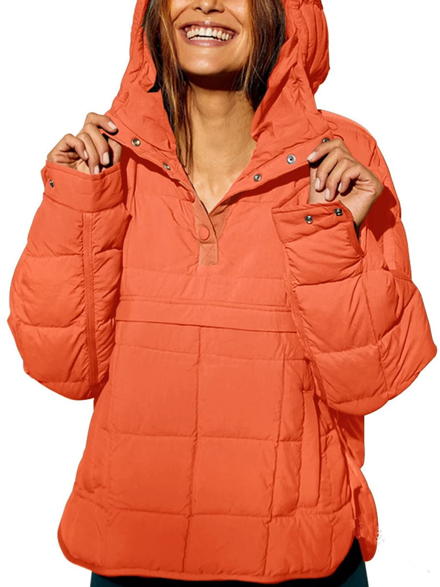 Women's Quilted Hooded Pullover Jacket