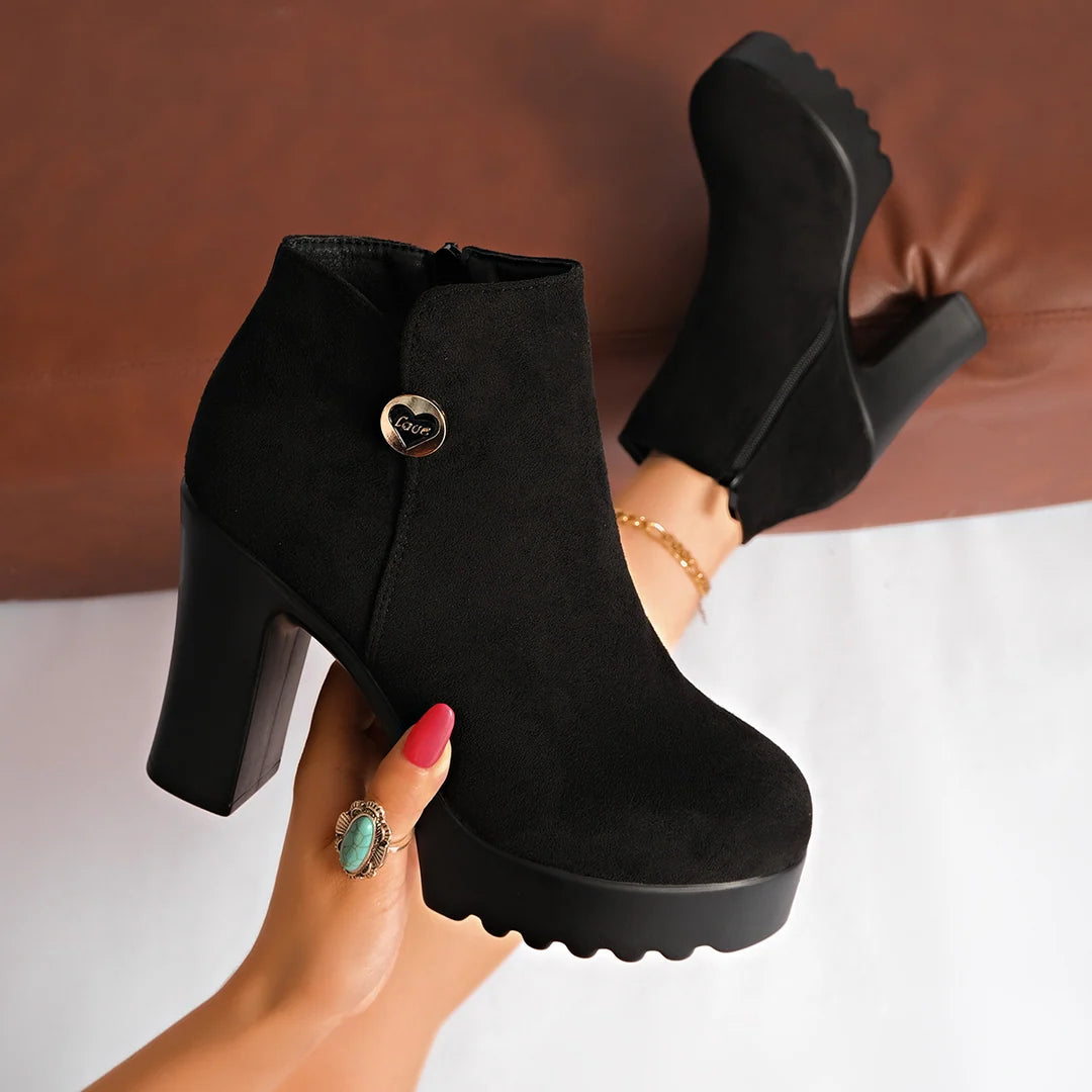 Women's Elegant Platform Heeled Ankle Boots