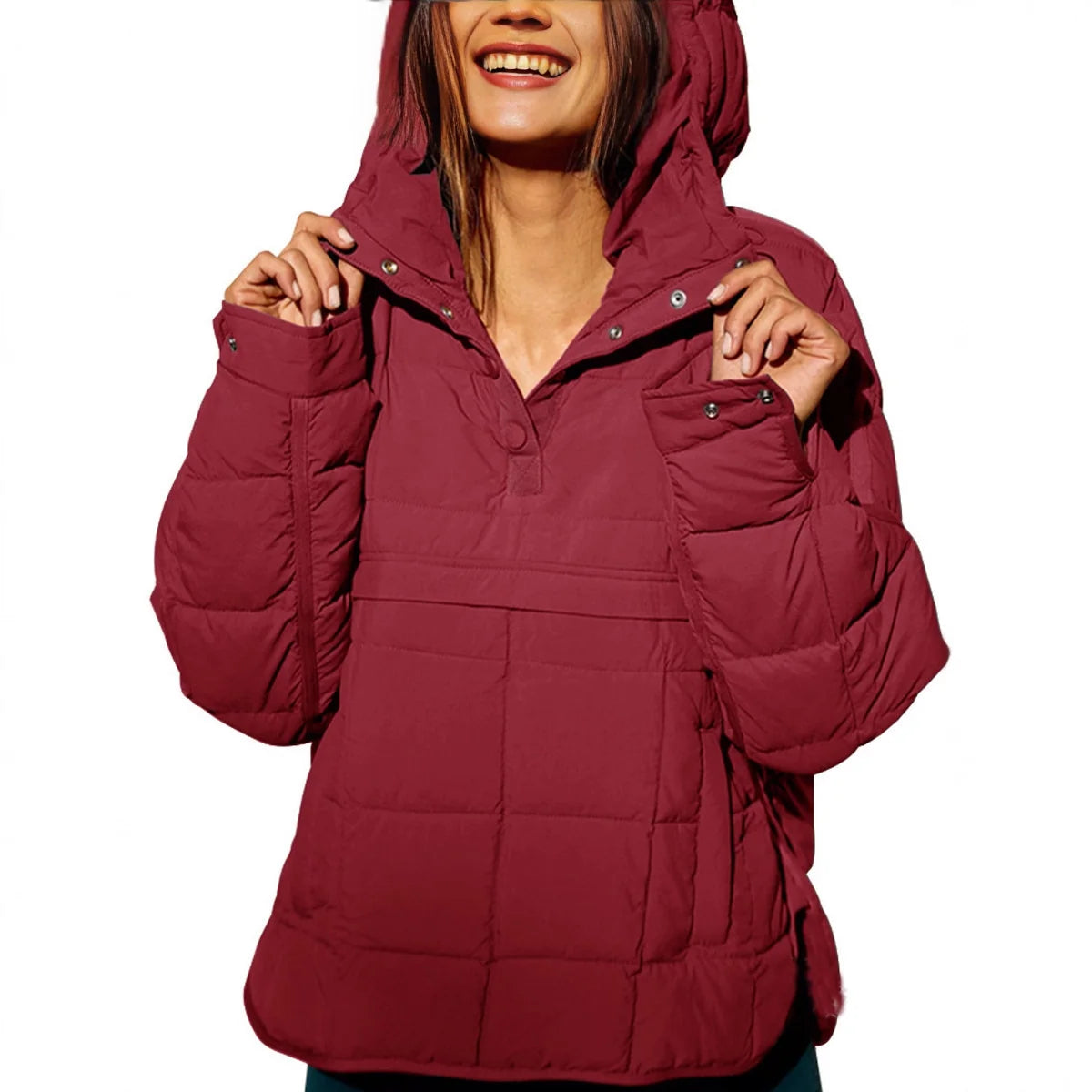 Women's Quilted Hooded Pullover Jacket