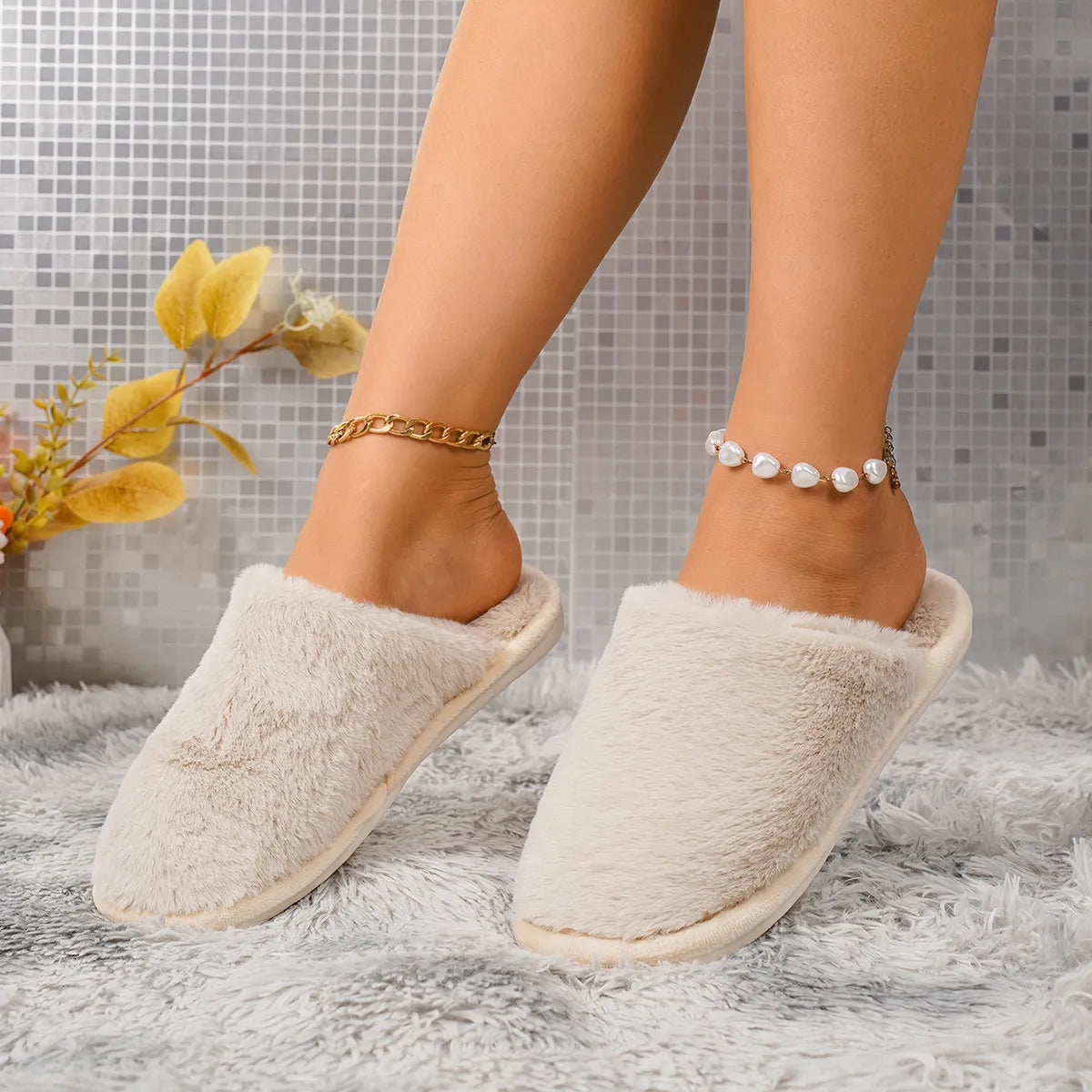 Women's Plush Slip-On House Slippers
