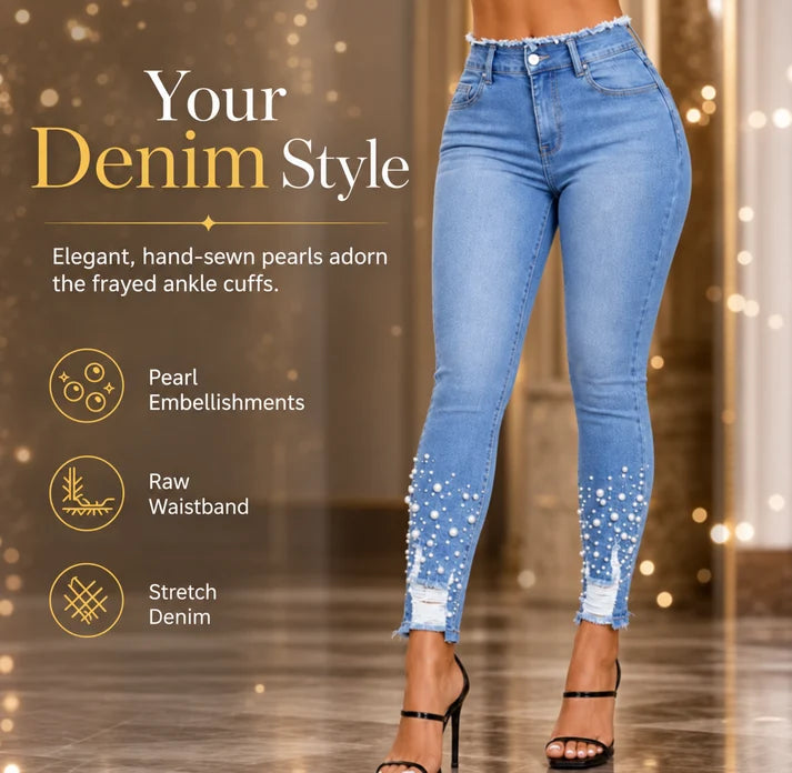 Women's Pearl Embellished Skinny Jeans