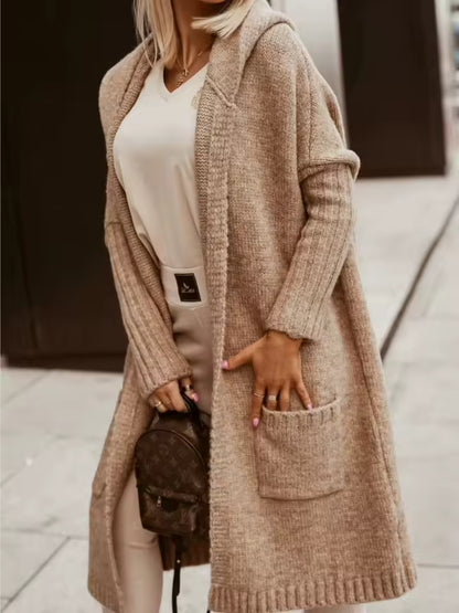 Women's Long Hooded Knit Cardigan