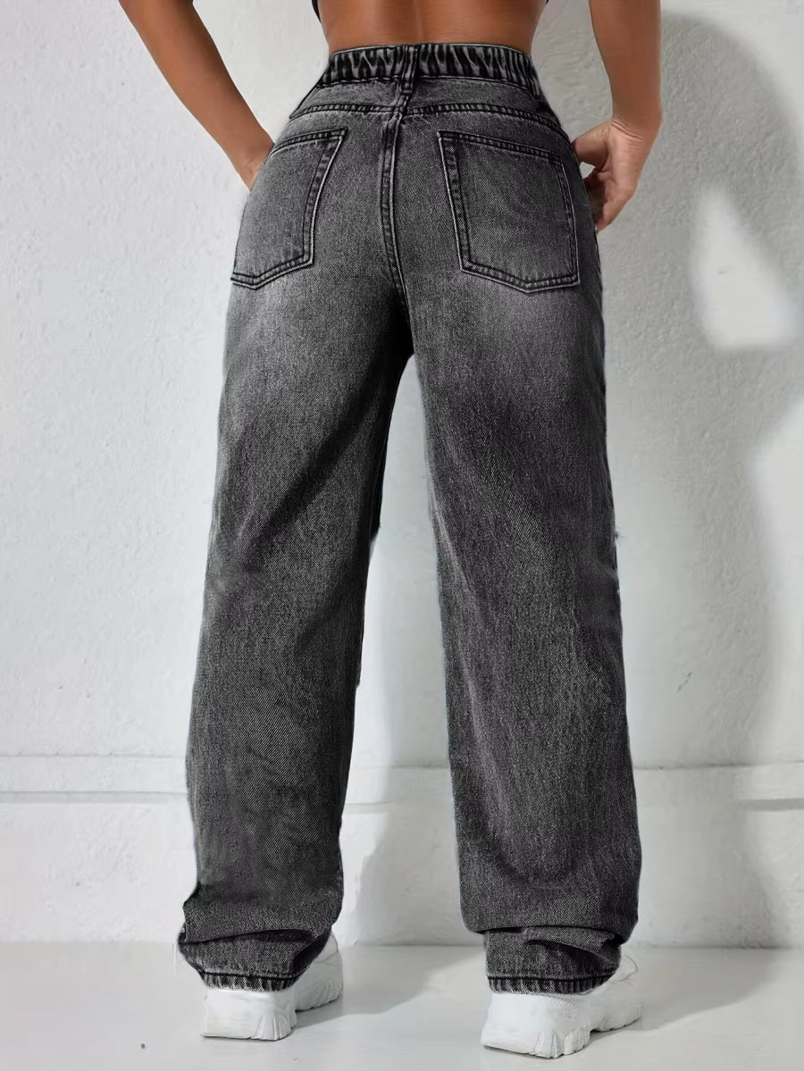 Women's Distressed Wide Leg Jeans