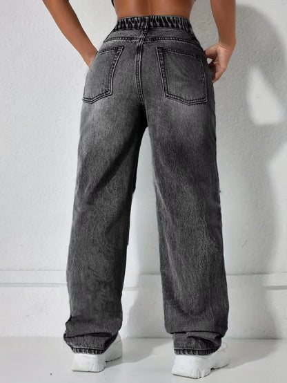 Women's Distressed Wide Leg Jeans