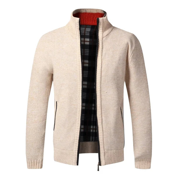 Men's Textured Knit Full-Zip Cardigan