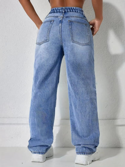 Women's Distressed Wide Leg Jeans
