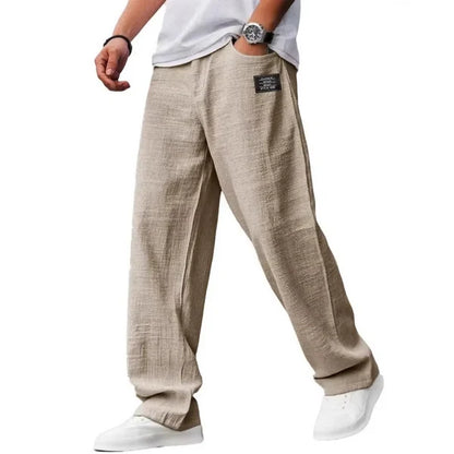 Men's Relaxed Cotton-Linen Trousers