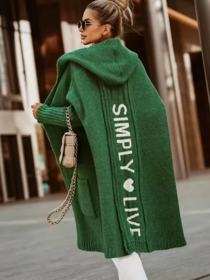 Women's Long Hooded Knit Cardigan
