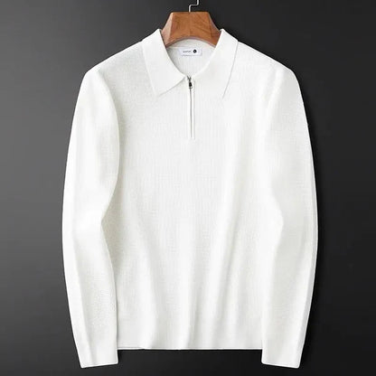 Men's Ribbed Quarter-Zip Polo Jumper