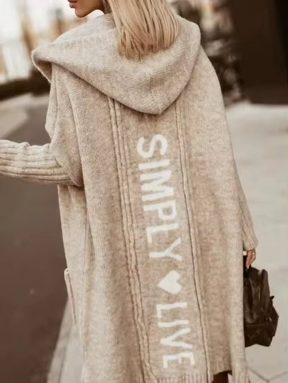 Women's Long Hooded Knit Cardigan