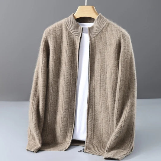 Men's Textured Full-Zip Knit Cardigan