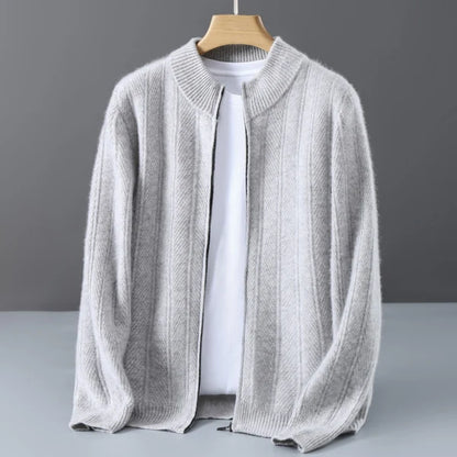Men's Textured Full-Zip Knit Cardigan