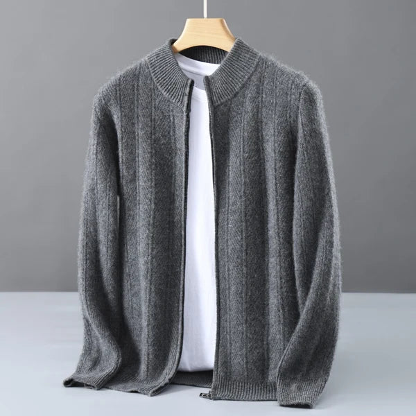 Men's Textured Full-Zip Knit Cardigan
