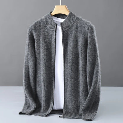 Men's Textured Full-Zip Knit Cardigan