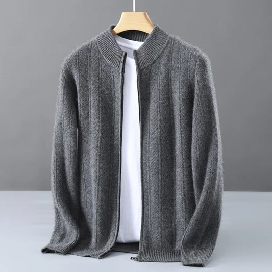 Men's Textured Full-Zip Knit Cardigan