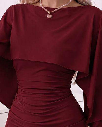 Women's Ruched Cape Sleeve Top