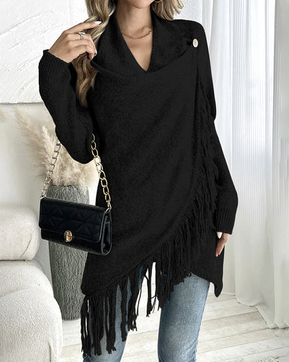 Women's Fringe Asymmetrical Knit Cardigan