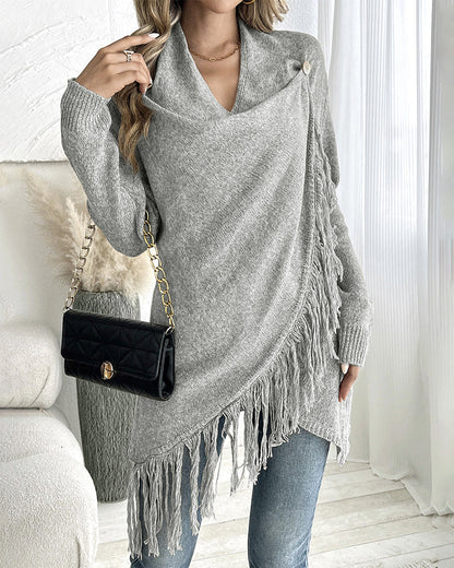 Women's Fringe Asymmetrical Knit Cardigan