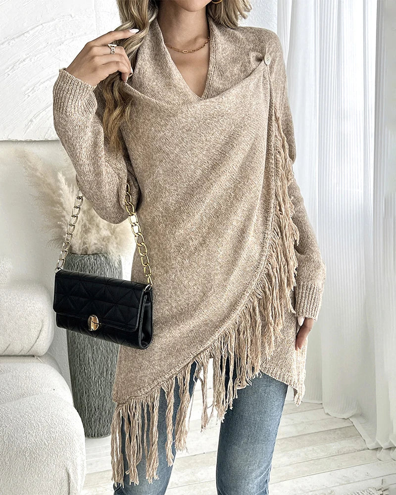 Women's Fringe Asymmetrical Knit Cardigan