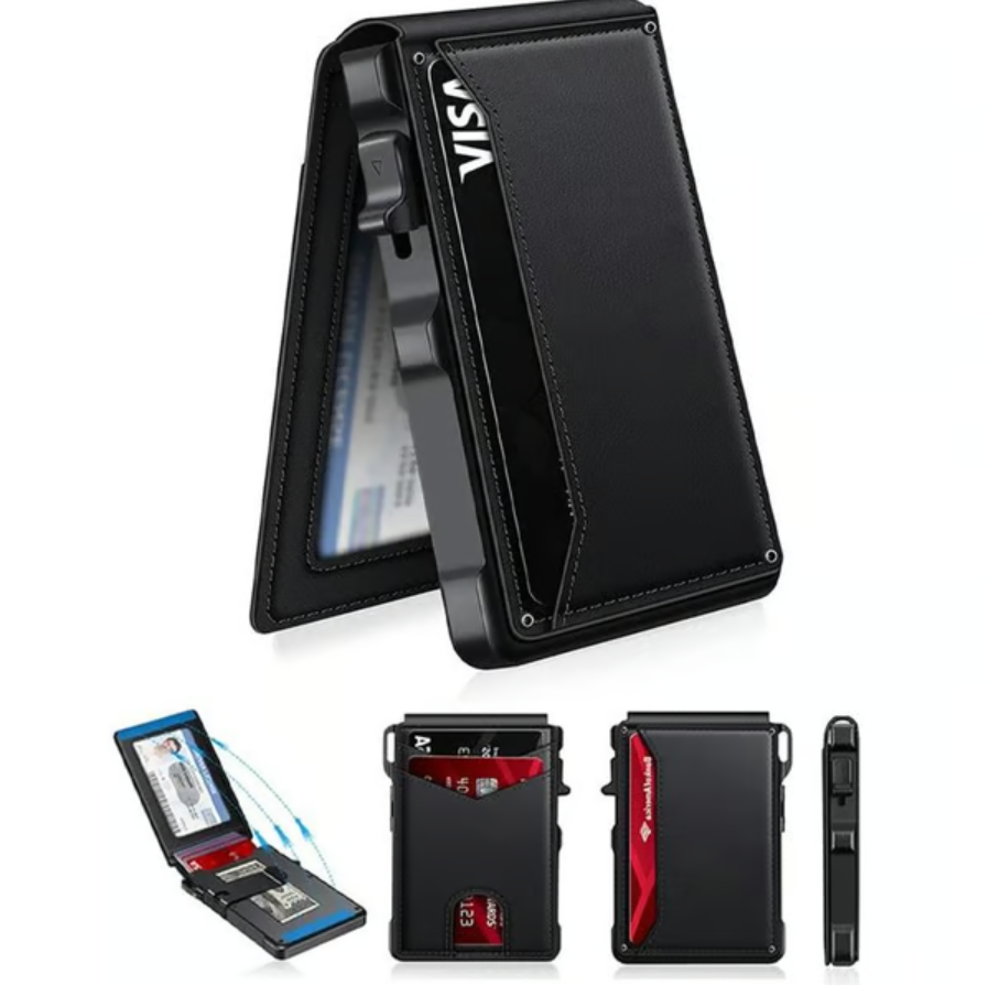 Men’s Aluminium Pop-Up RFID Blocking Slim Bifold Wallet
