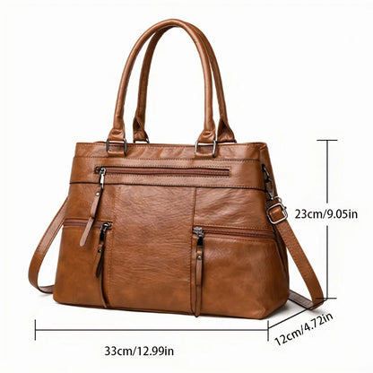 Women’s Organised Multi-Pocket Vegan Leather Tote Bag