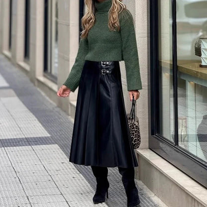 Women's Elegant Pleated Midi Skirt