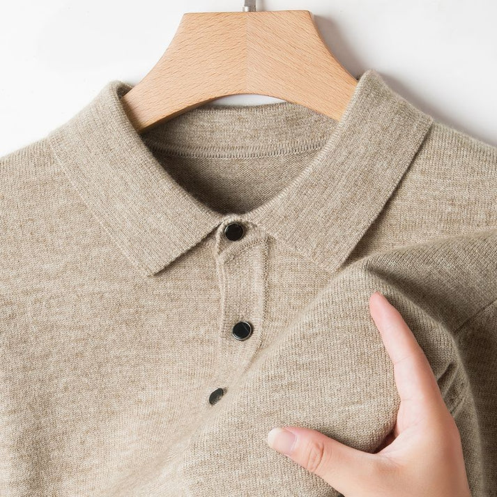 Men's Classic Knitted Polo Neck Jumper