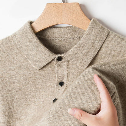 Men's Classic Knitted Polo Neck Jumper